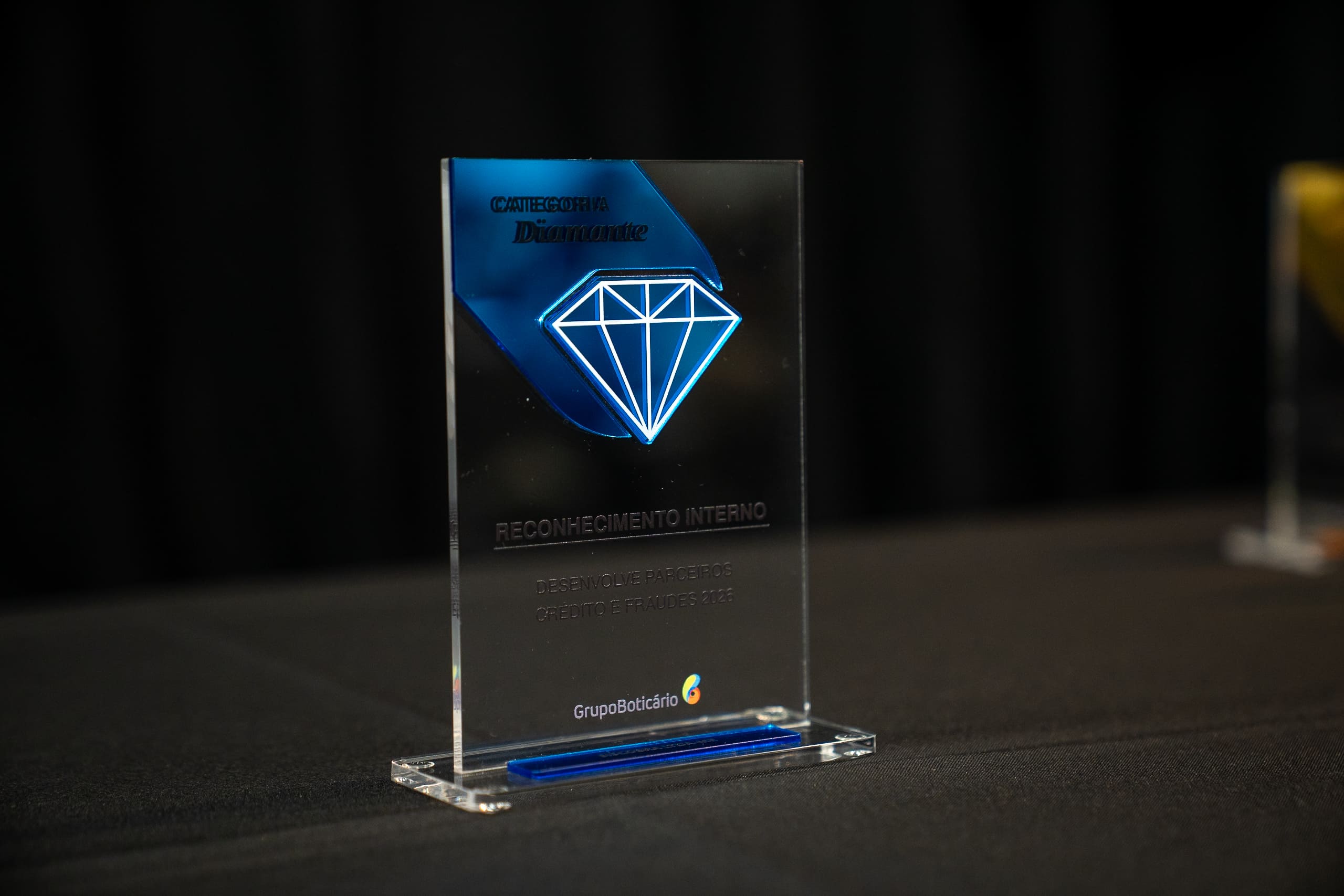 Troféu Parceiro Diamante Grupo Boticário — prêmio recebido pela Siscobra pelo seu sistema de cobrança